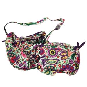Vera Bradely Small Makeup Hanging Pouch With Small Crossbody Purse Set